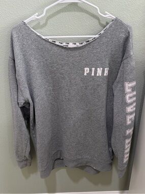 Victoria's Secret PINK Gray Scoop-Neck Pullover Sweatshirt